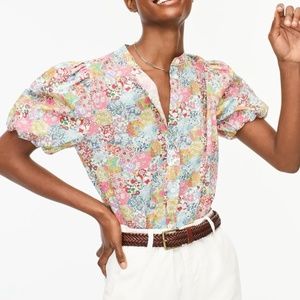 J.Crew Short Puff-sleeve Top in Liberty Patchwork Dream Floral